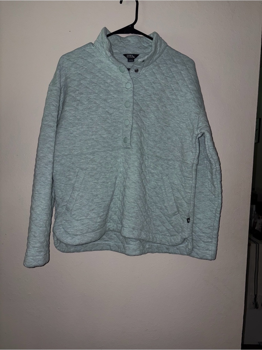 Eddie Bauer Light Blue Quilted Zip-Up Pullover Sweater - Men